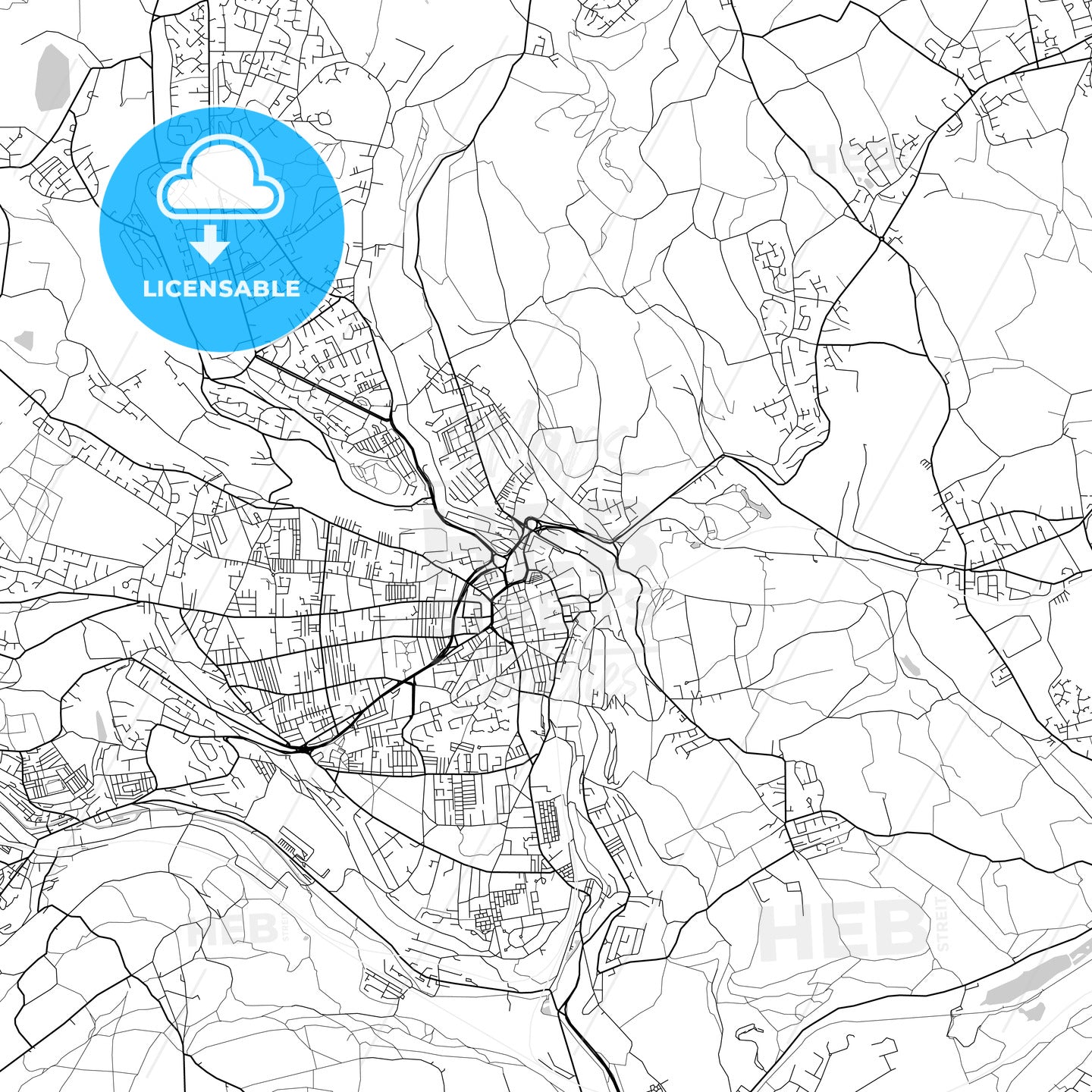 Halifax, England, UK, Vector Map - Light