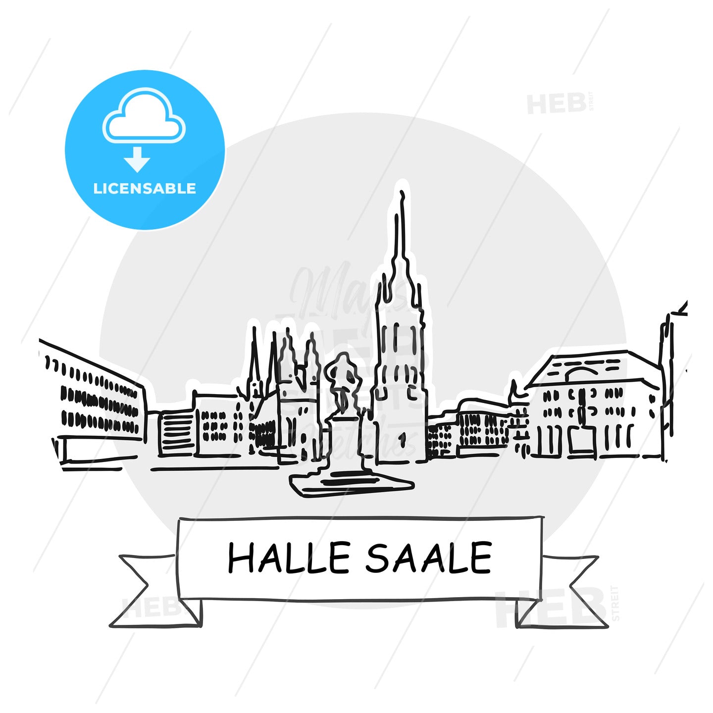 Halle S. hand-drawn urban vector sign – instant download