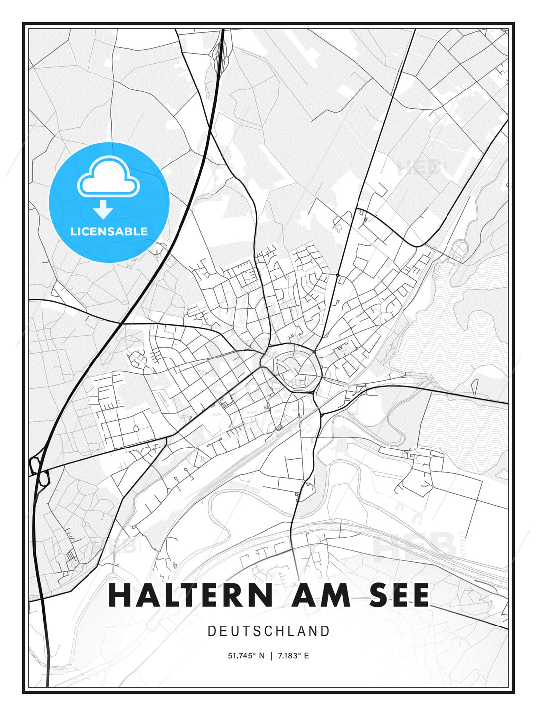Haltern am See, Germany, Modern Print Template in Various Formats - HEBSTREITS Sketches