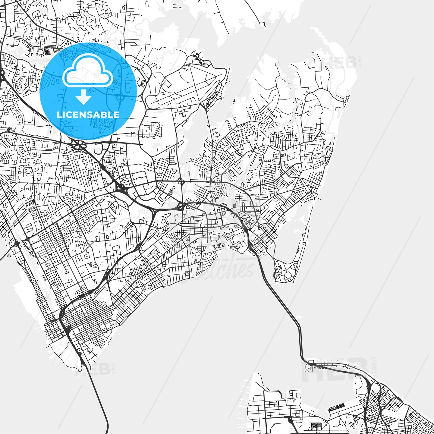 Hampton, Virginia - Area Map - Light