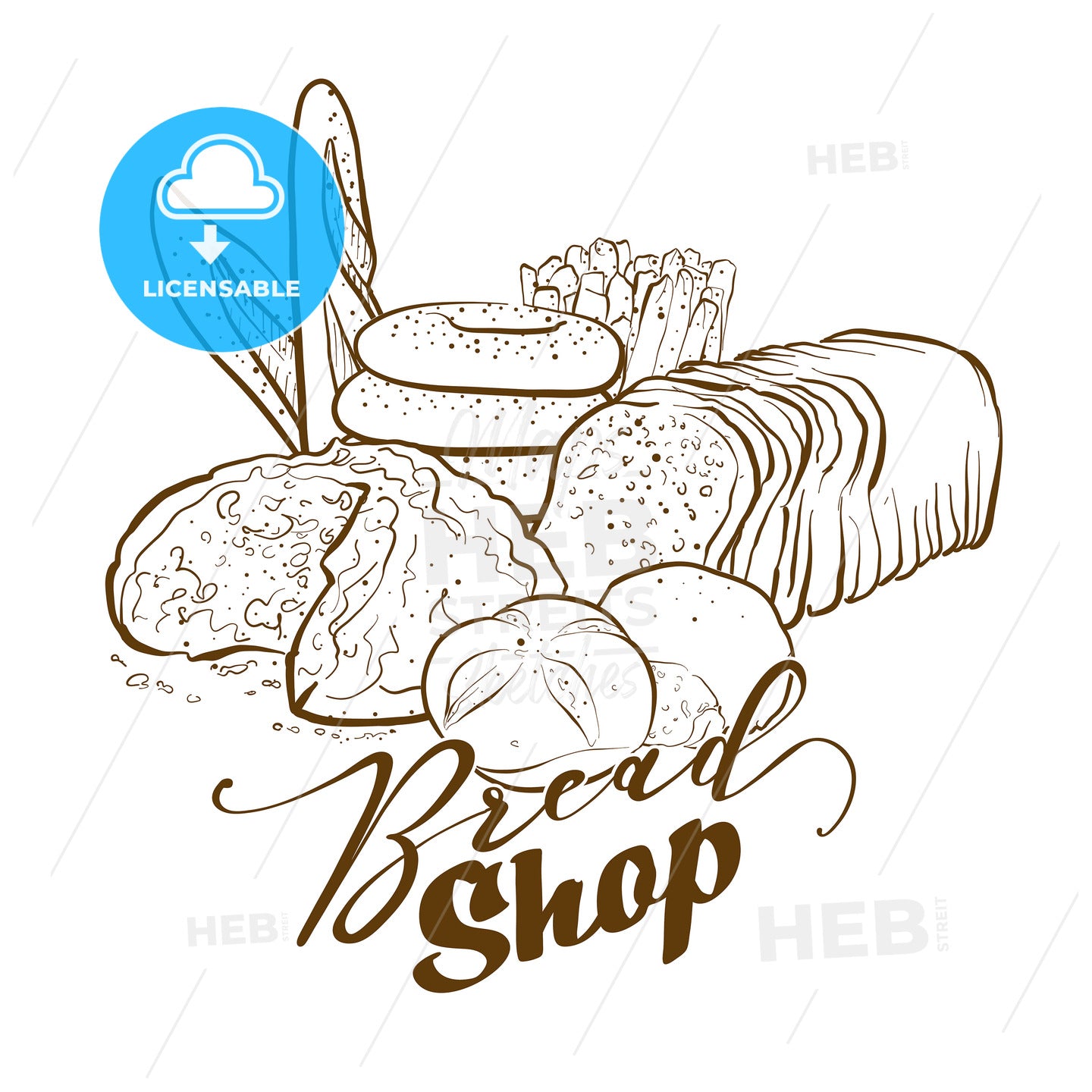 Hand-drawn backery composition – instant download