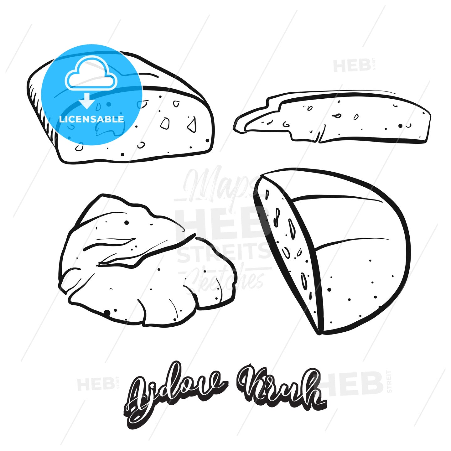 Hand drawn sketch of Ajdov Kruh food – instant download