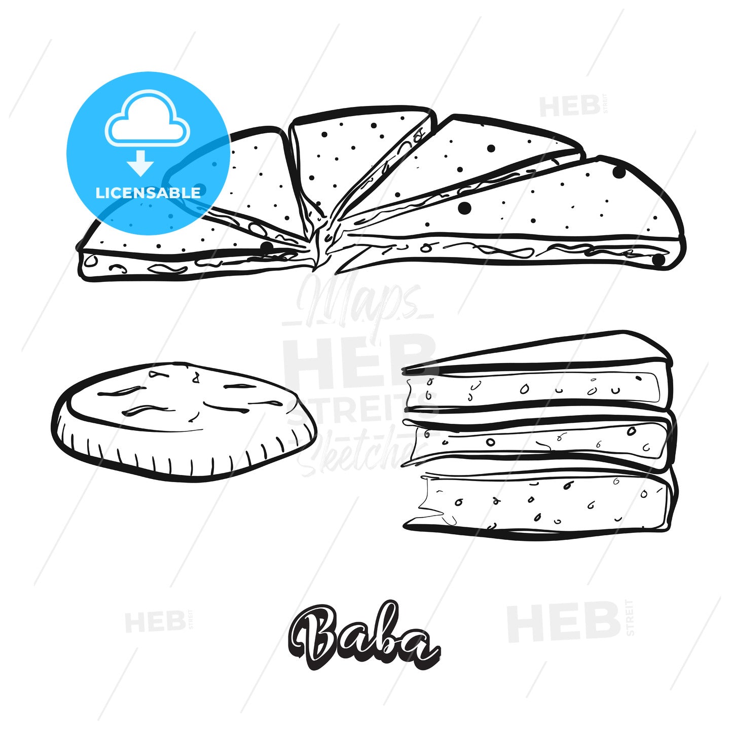 Hand drawn sketch of Baba food – instant download