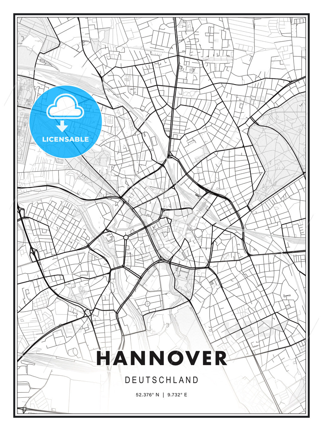 Hannover, Germany, Modern Print Template in Various Formats - HEBSTREITS Sketches