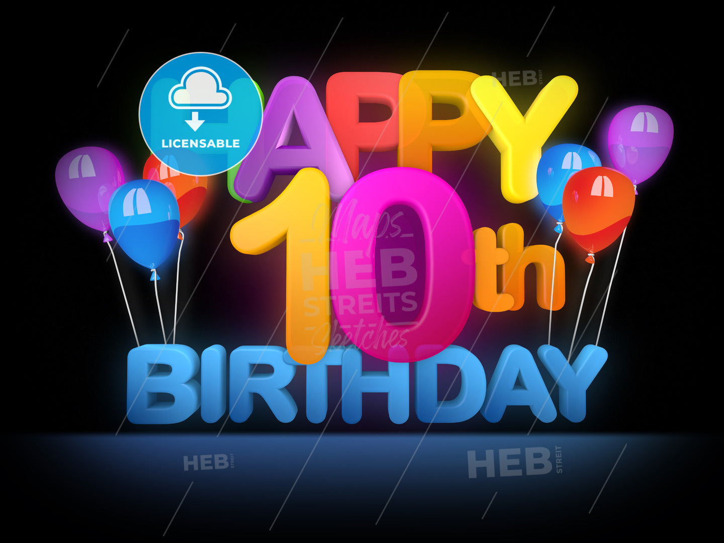 Happy 10th Birthday Title dark – instant download