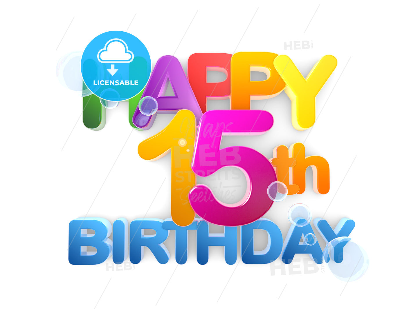 Happy 15th Birthday Title, light – instant download