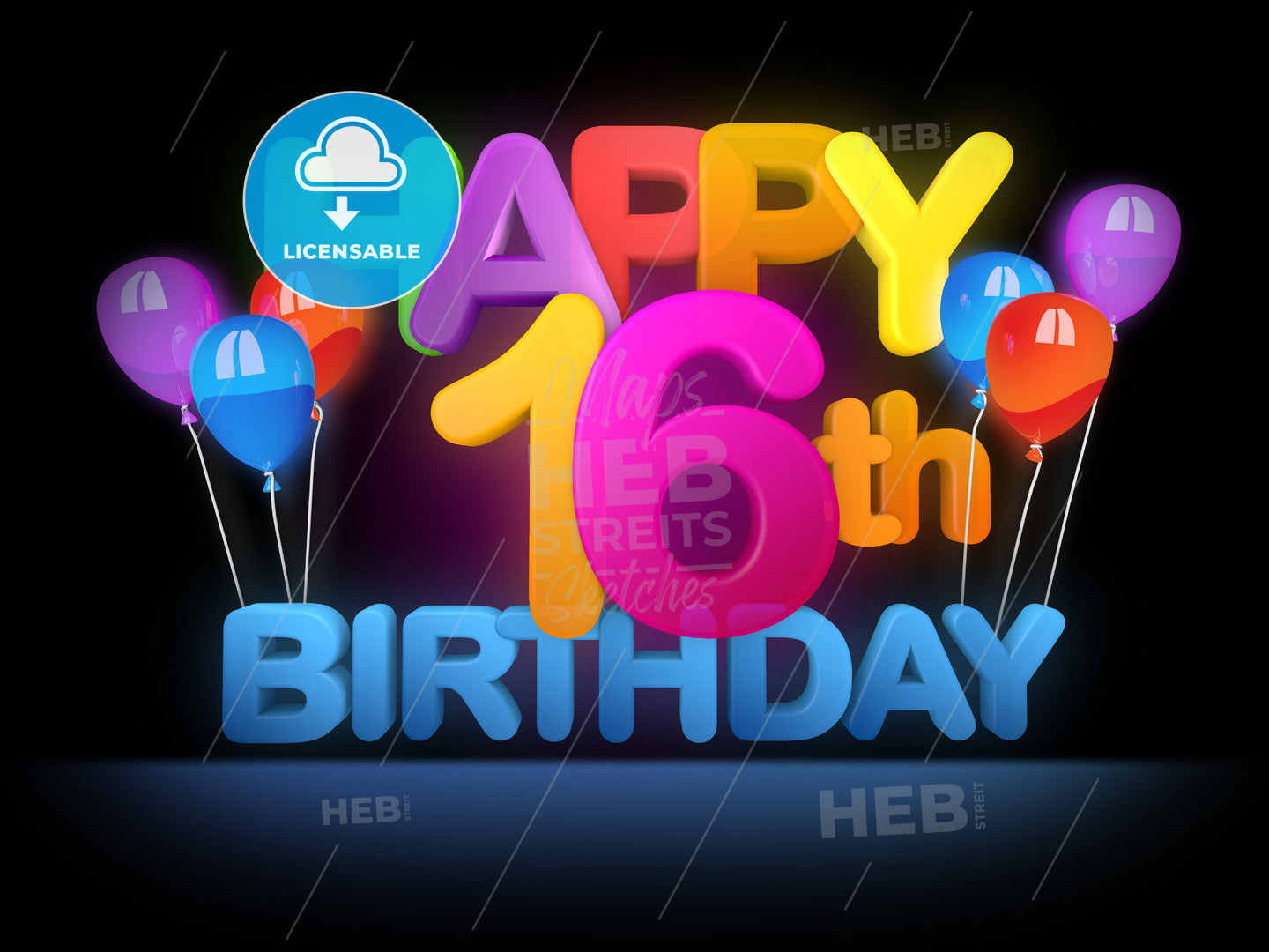 Happy 16th Birthday Title dark – instant download