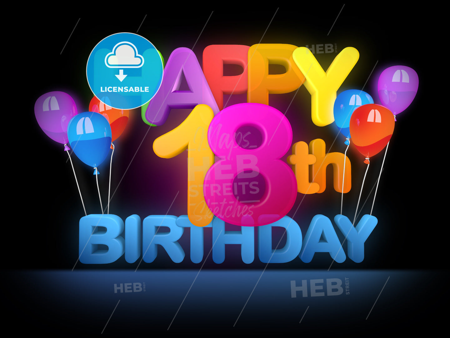 Happy 18th Birthday Title dark – instant download