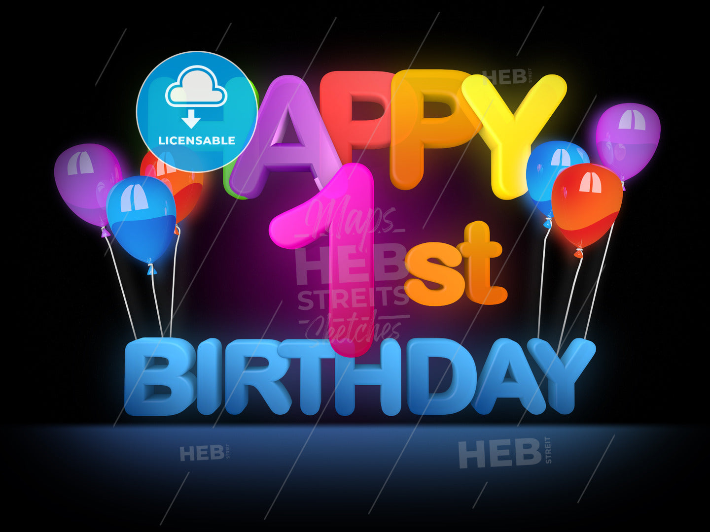 Happy 1st Birthday, dark – instant download