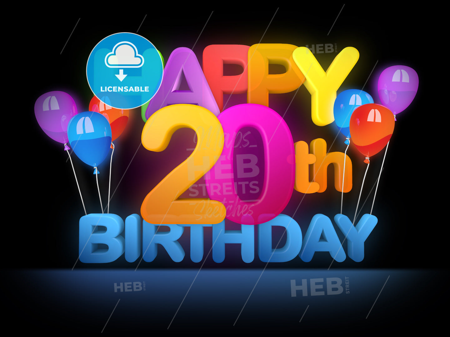 Happy 20th birthday Title dark – instant download