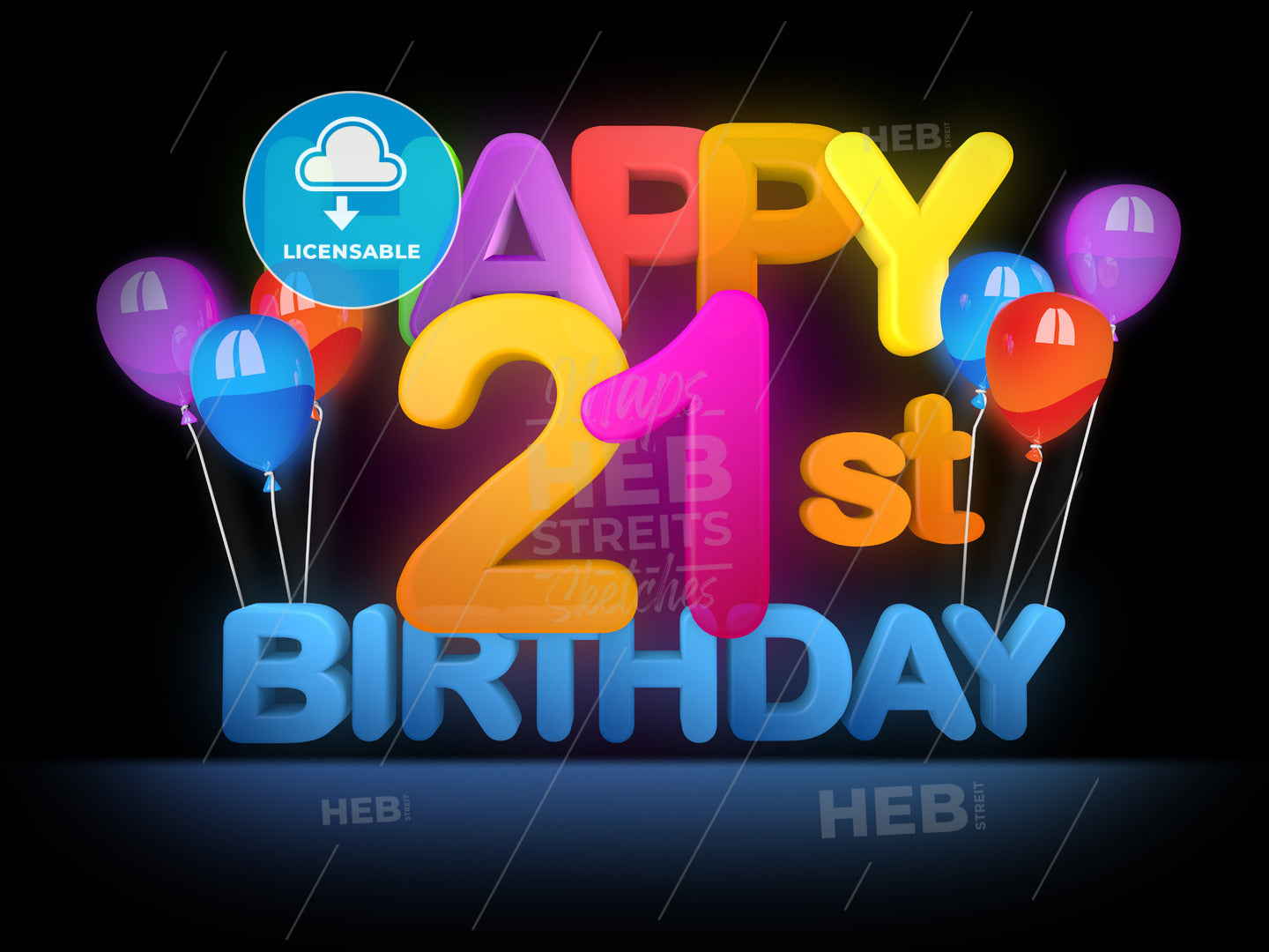 Happy 21st Birthday Title, dark – instant download