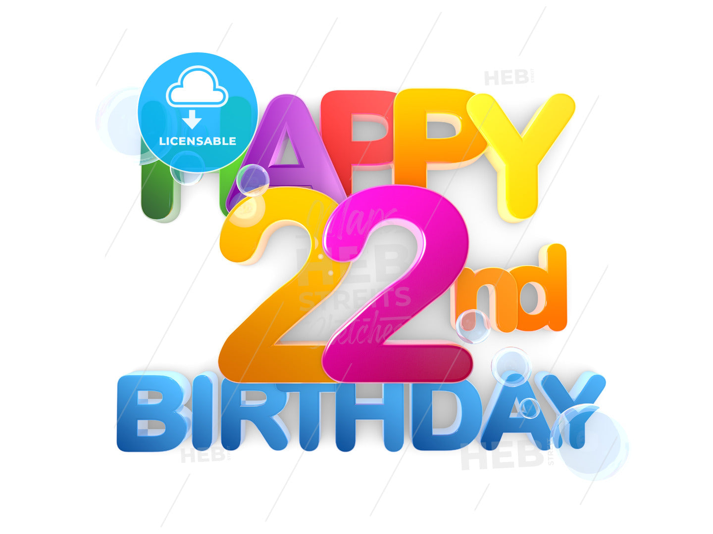 Happy 22nd Birthday Title, light – instant download