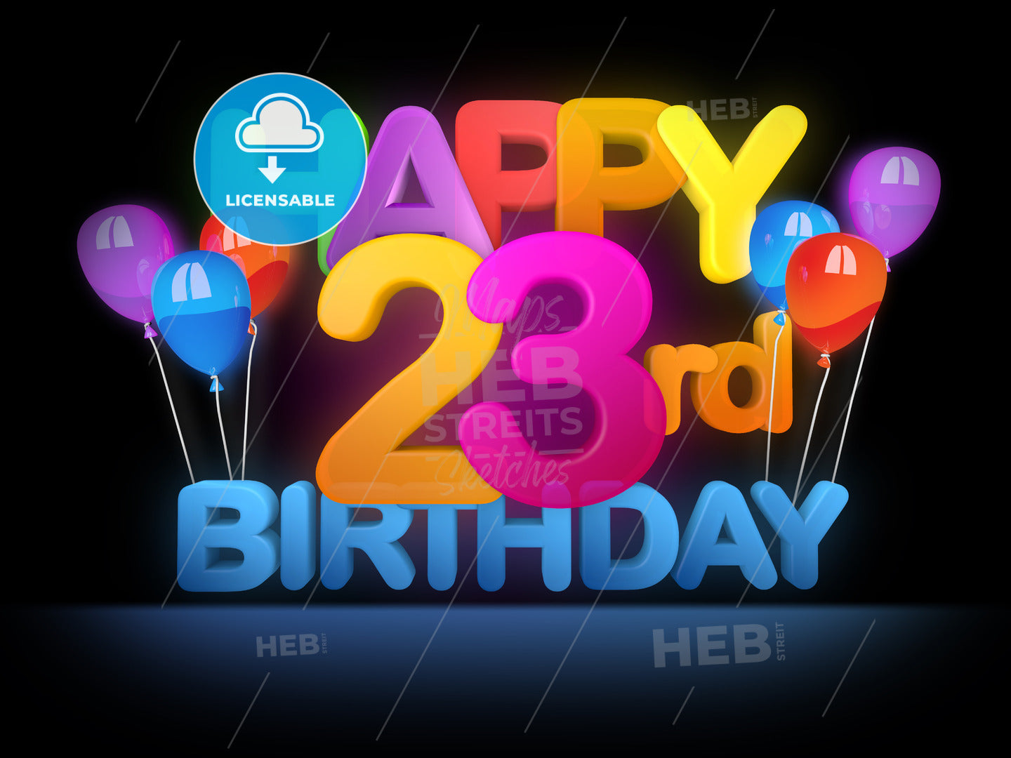 Happy 23rd Birthday Title, dark – instant download