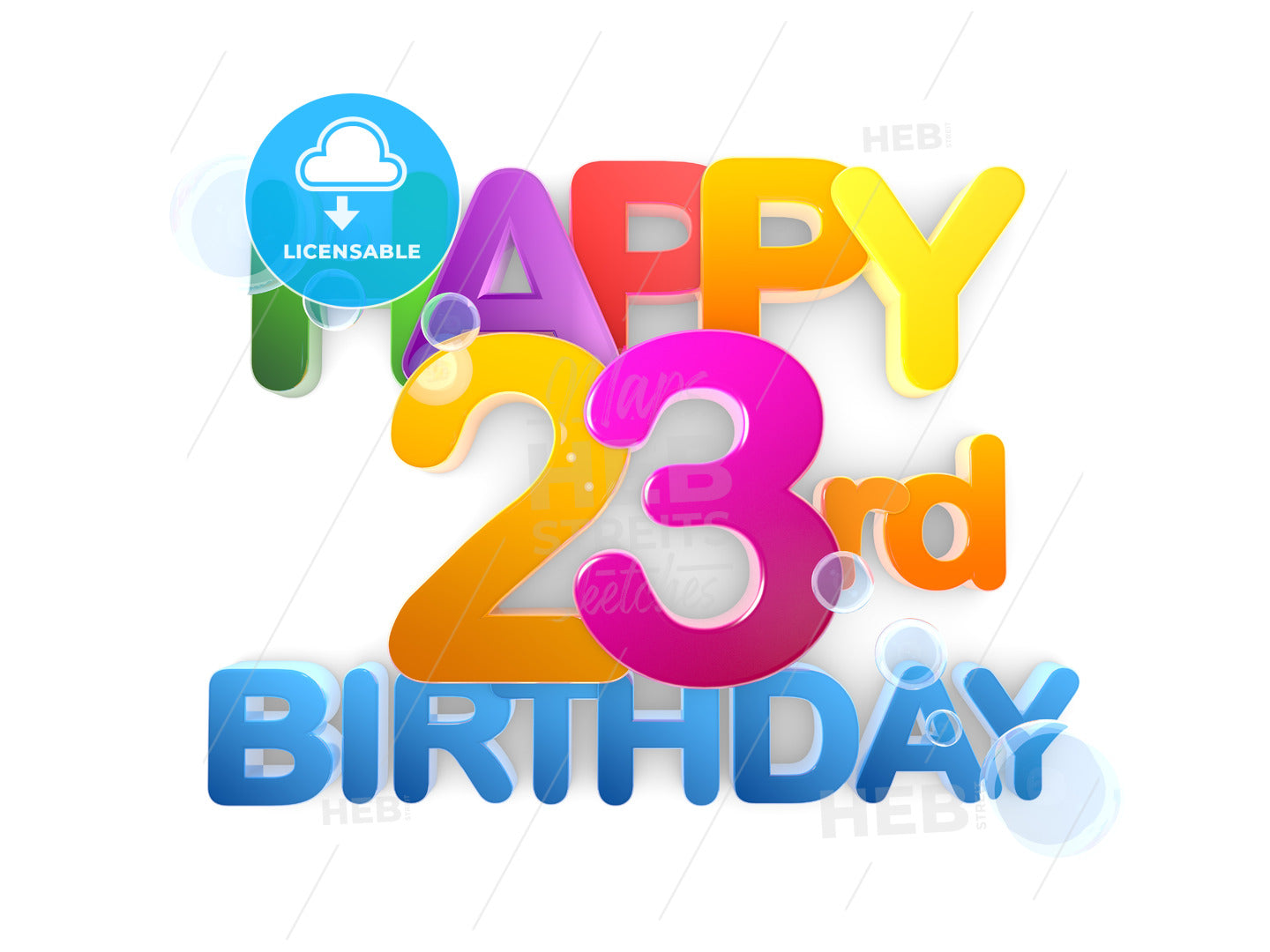 Happy 23rd Birthday Title, light – instant download