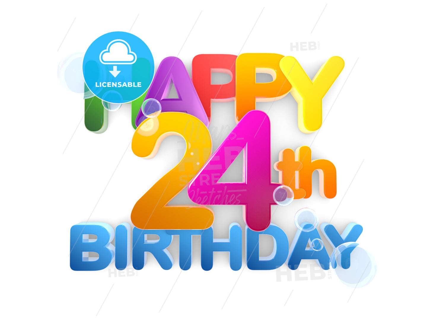 Happy 24th Birthday Title, light – instant download