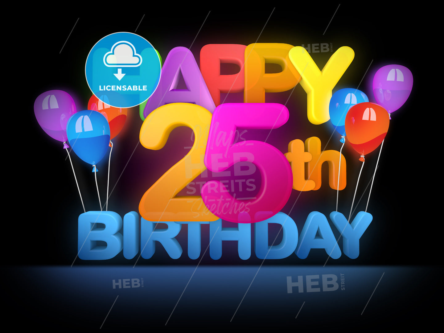 Happy 25th Birthday Title, dark – instant download