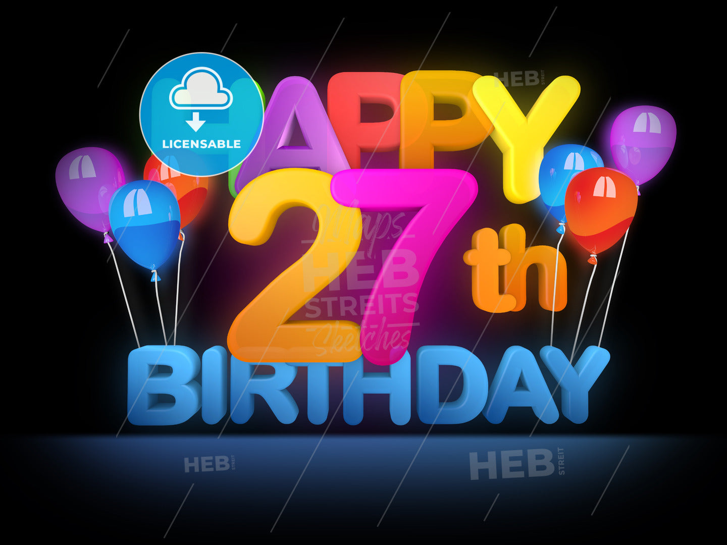 Happy 27th Birthday Title, dark – instant download