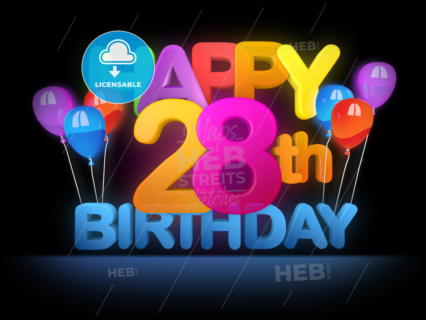 Happy 28th Birthday Title, dark – instant download