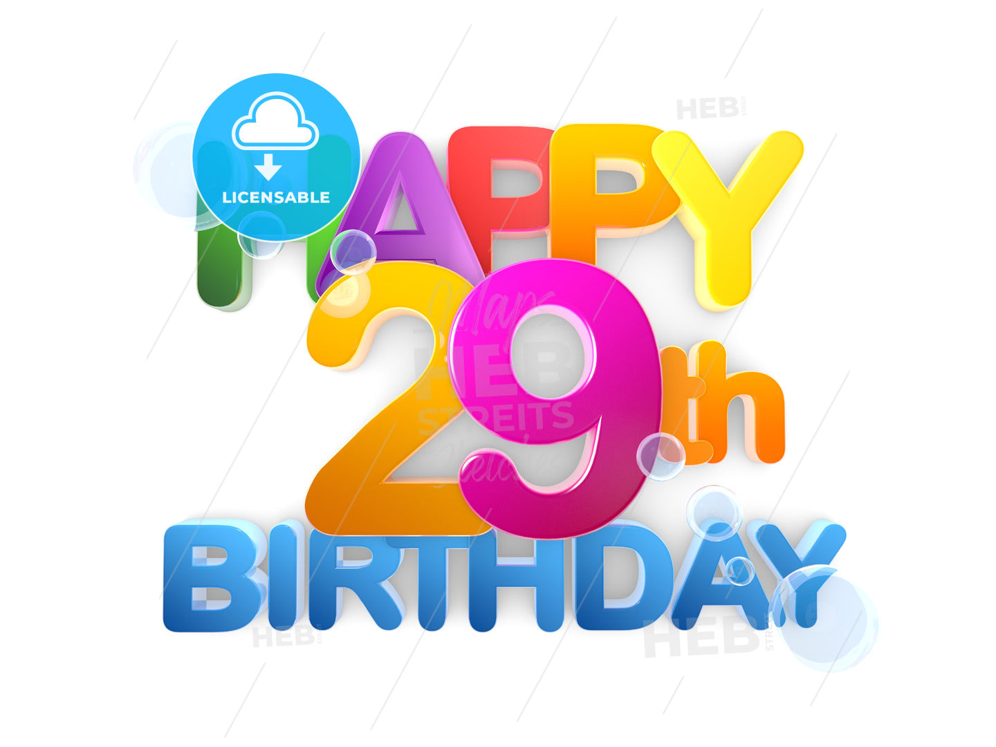 Happy 29th Birthday Title, light – instant download