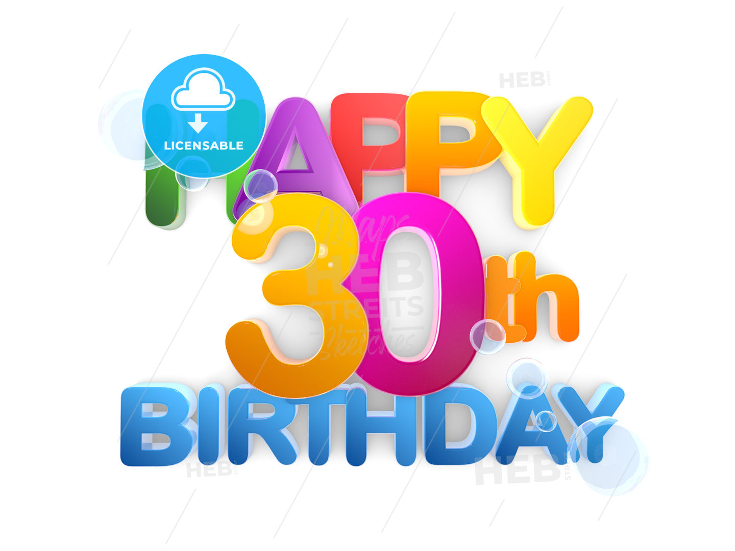 Happy 30th Birthday Title, light – instant download