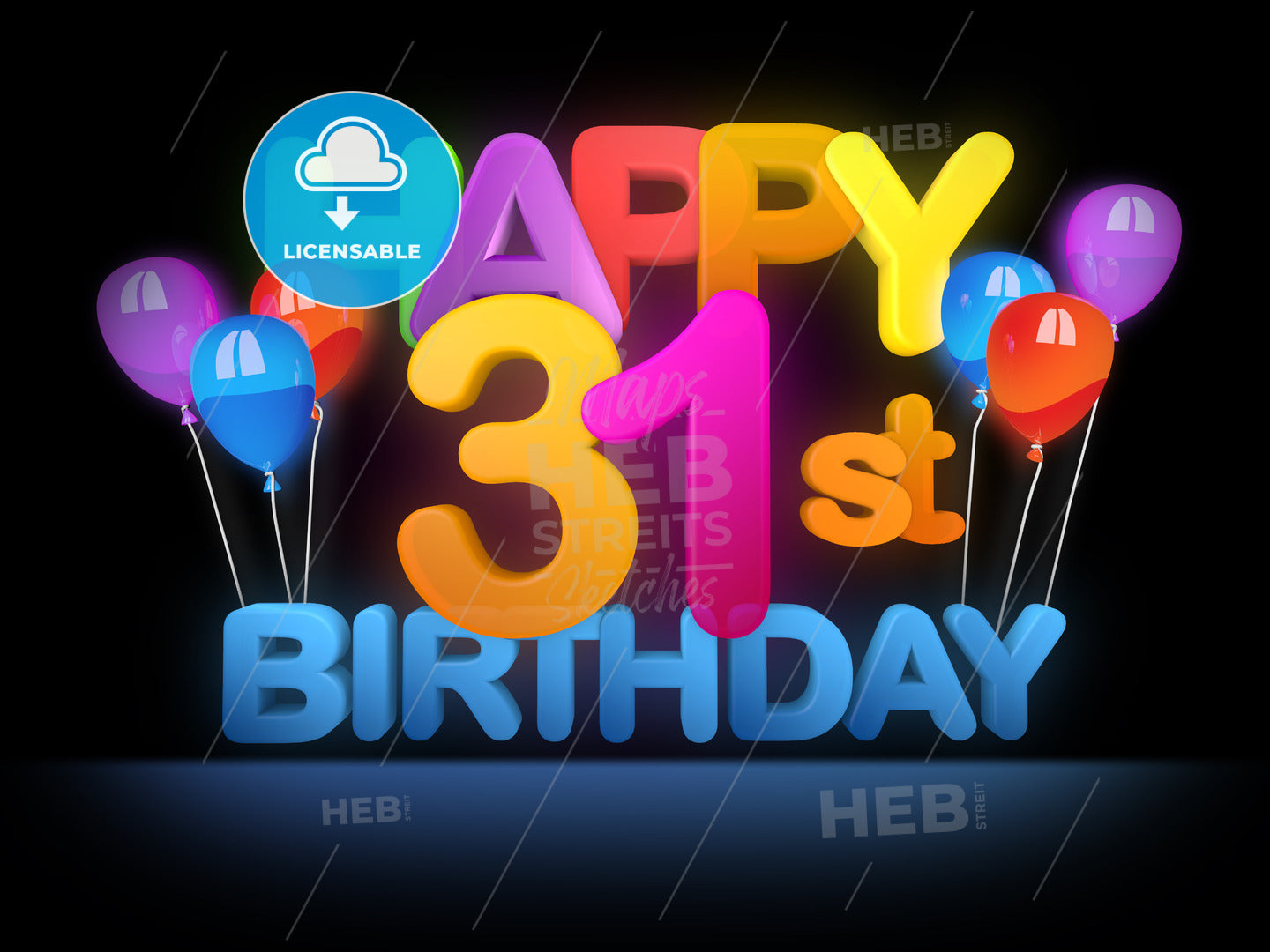 Happy 31st Birthday Title, dark – instant download