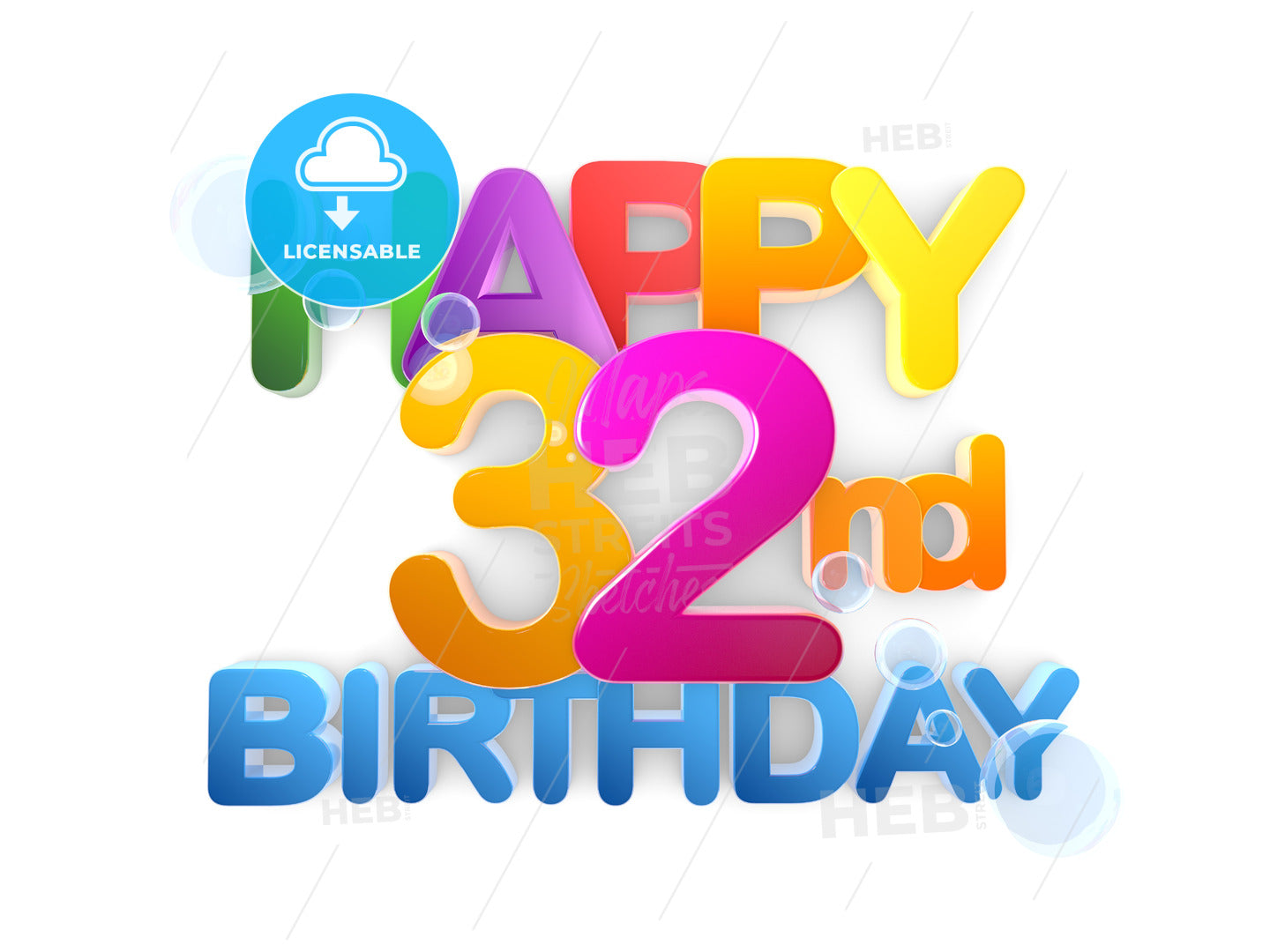 Happy 32nd Title, Birthday light – instant download