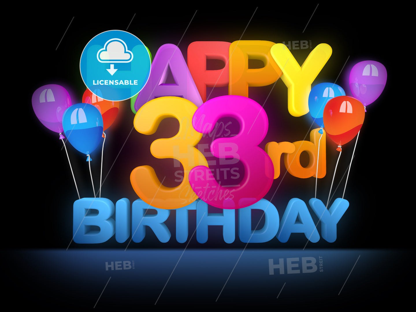 Happy 33rd Birthday Title, dark – instant download