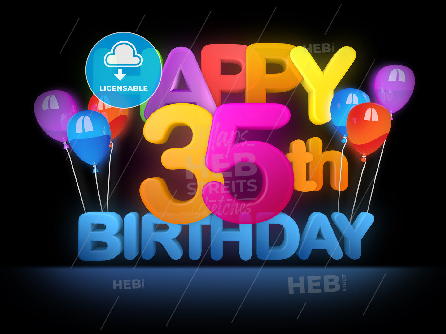 Happy 35th Birthday Title, dark – instant download