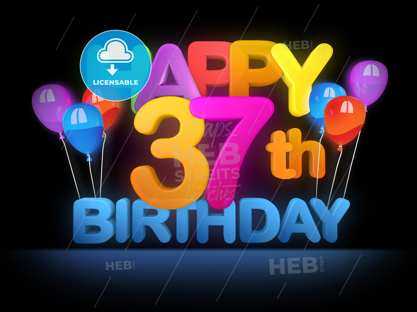 Happy 37th Birthday Title, dark – instant download