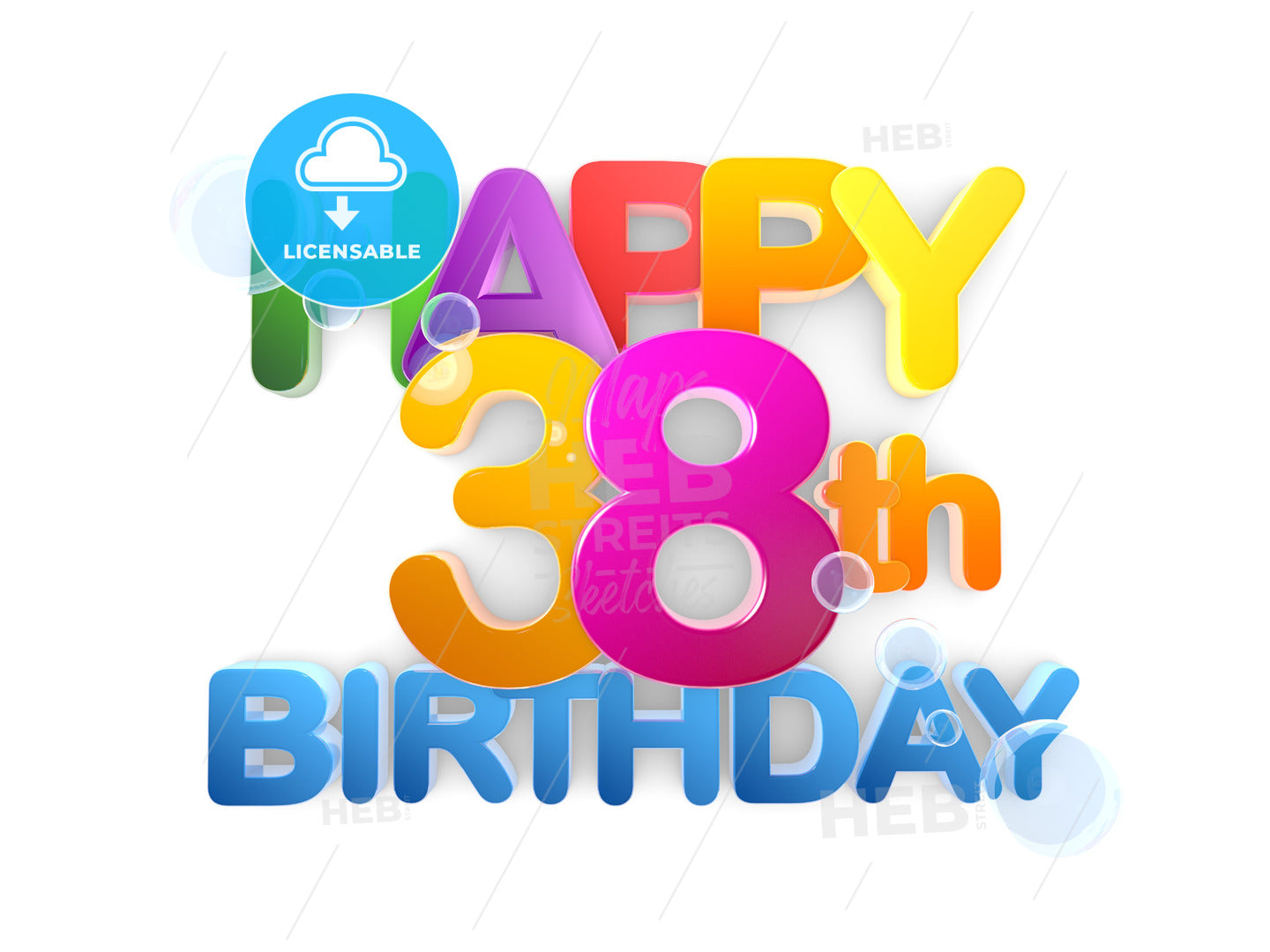 Happy 38th Title, Birthday light – instant download