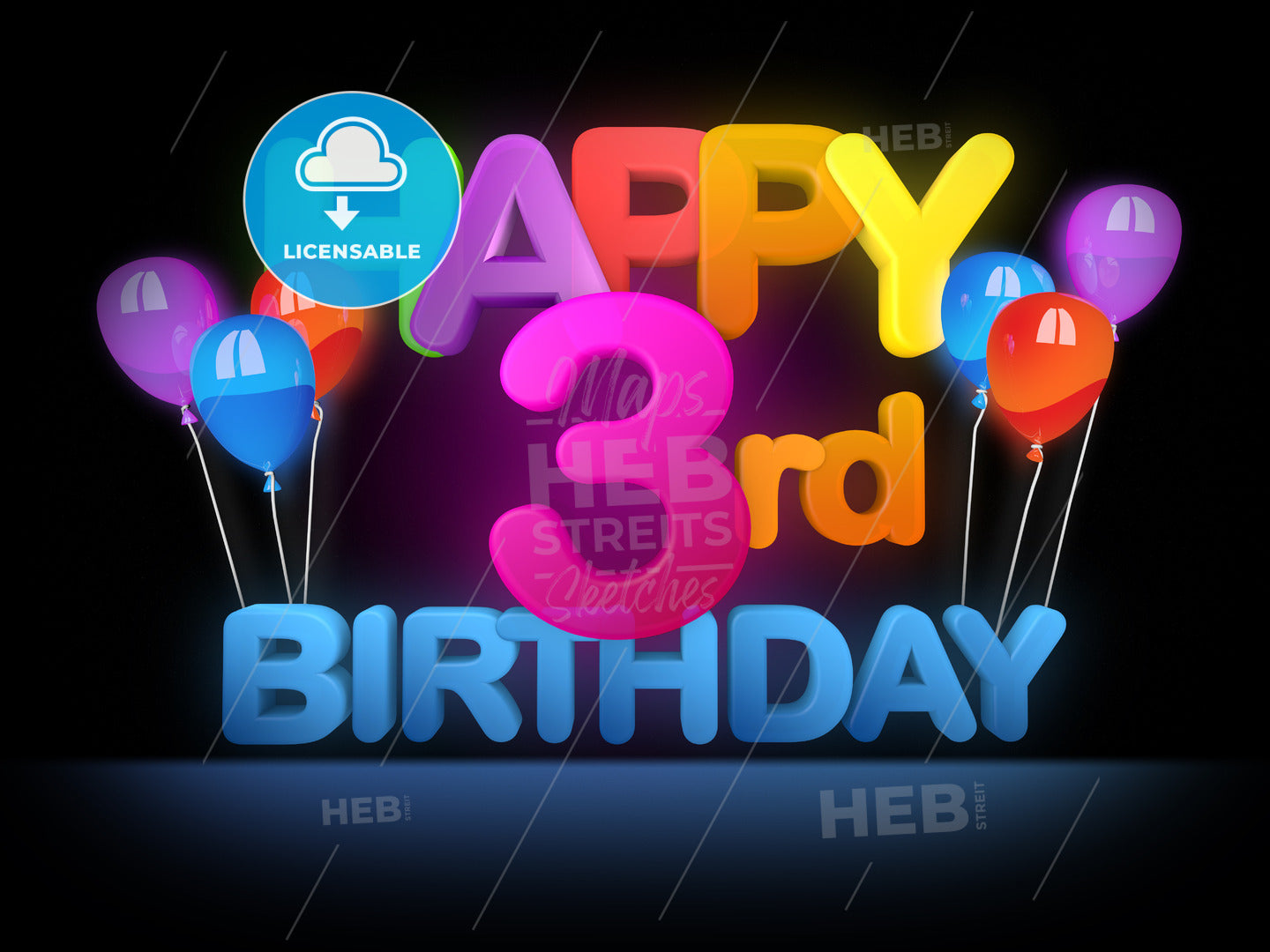 Happy 3rd Birthday Title dark – instant download