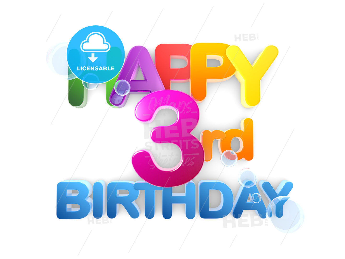 Happy 3rd Birthday Title, light – instant download