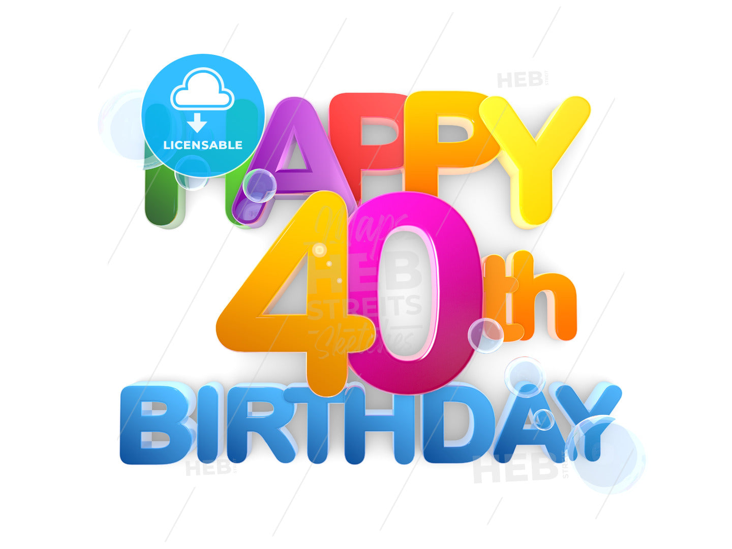 Happy 40th Title, Birthday light – instant download