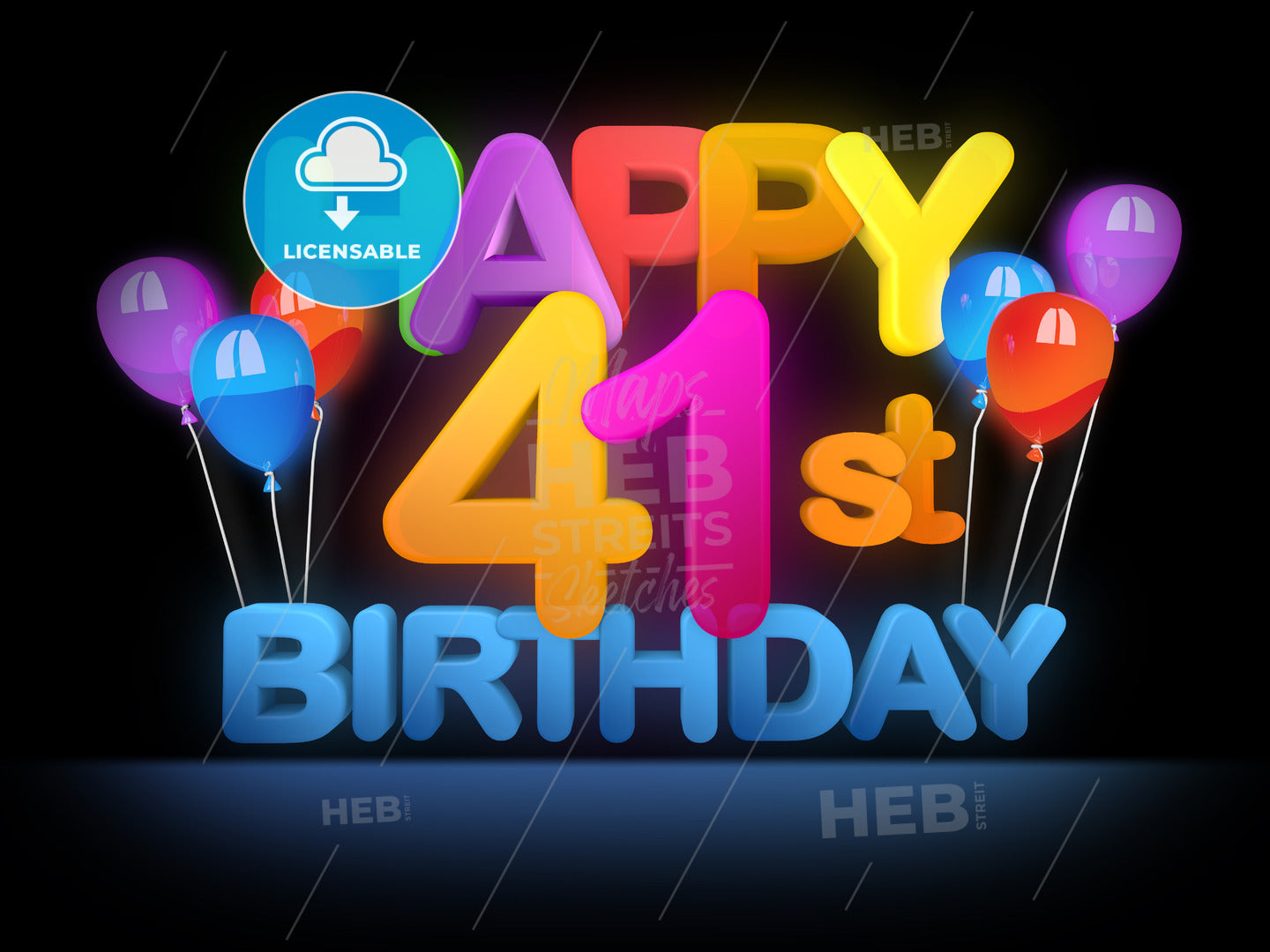 Happy 41st Birthday Title, dark – instant download