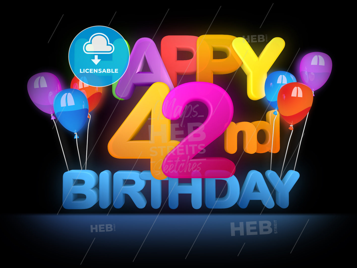 Happy 42nd Birthday Title, dark – instant download