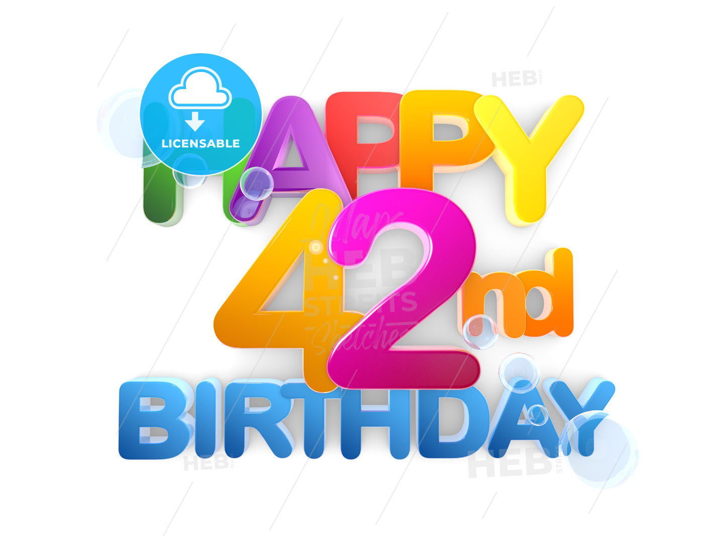 Happy 42nd Title, Birthday light – instant download