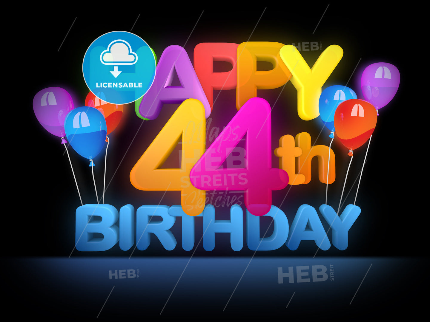 Happy 44th Birthday Title, dark – instant download