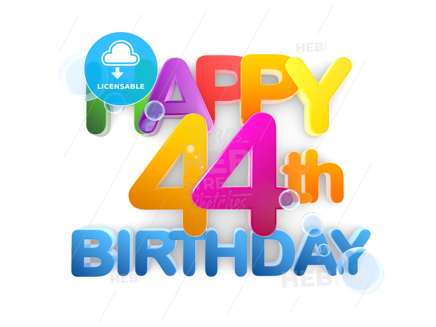 Happy 44th Title, Birthday light – instant download