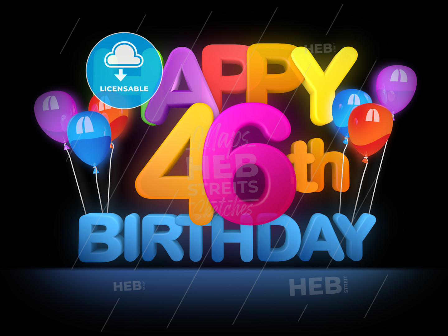 Happy 46th Birthday Title, dark – instant download