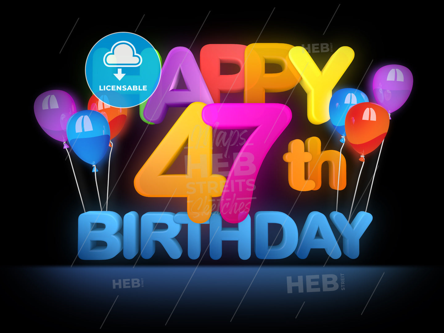 Happy 47th Birthday Title, dark – instant download