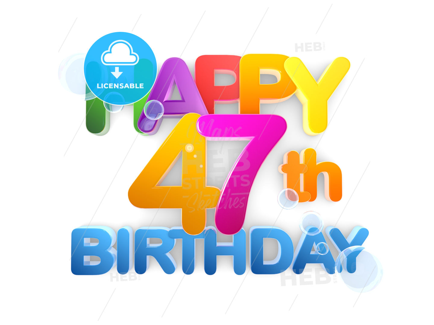 Happy 47th Birthday Title, light – instant download