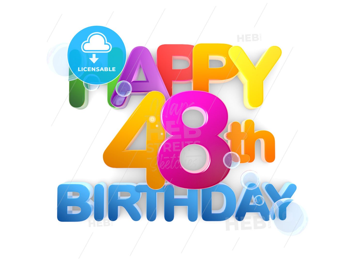 Happy 48th Title, Birthday light – instant download