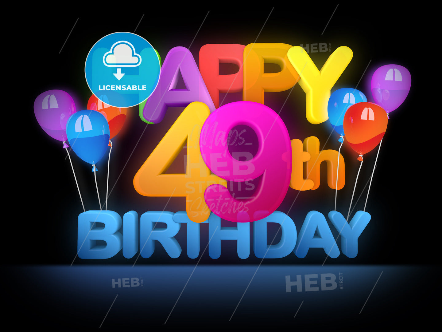 Happy 49th Birthday Title, dark – instant download