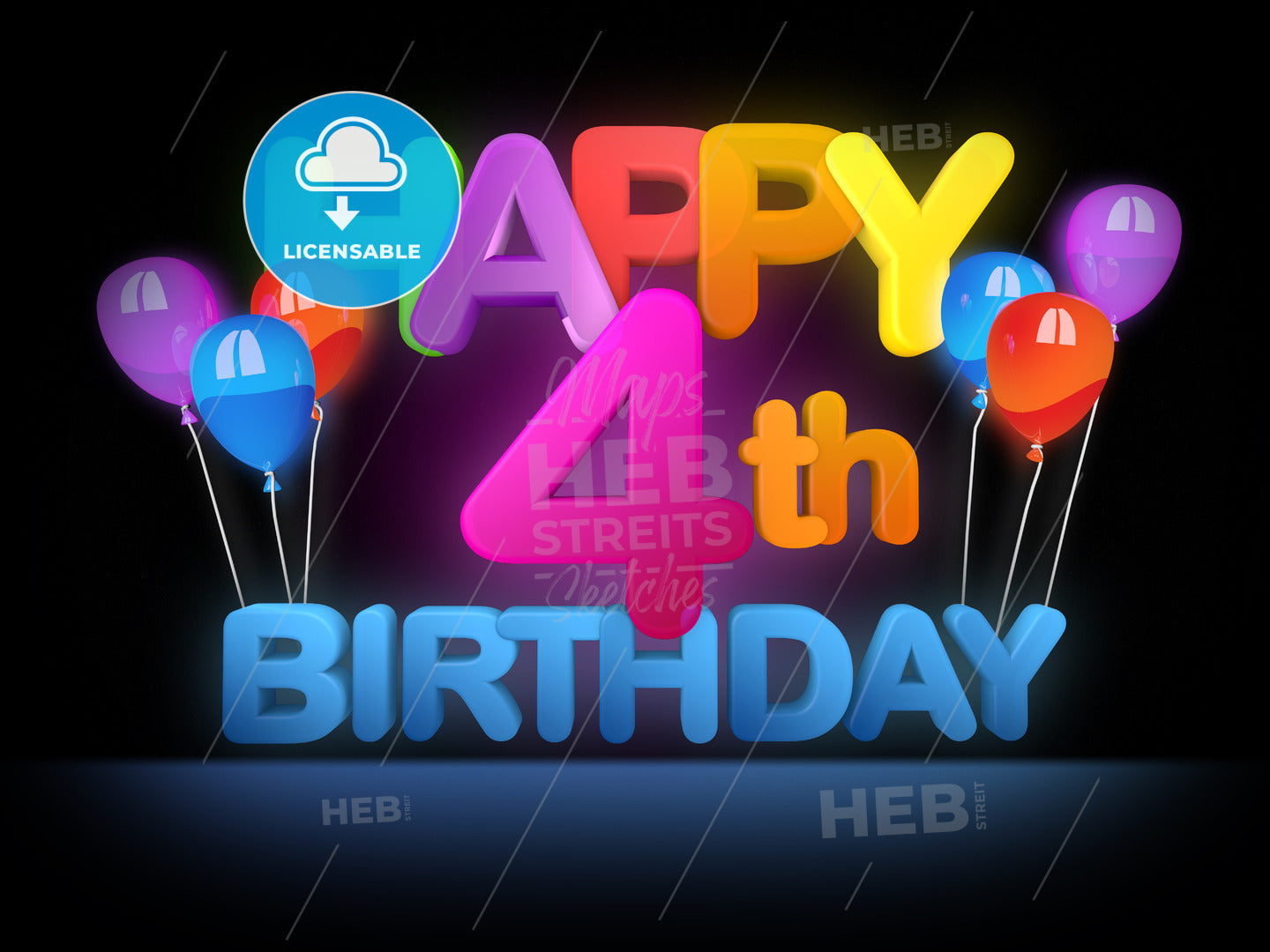 Happy 4th Birthday Title dark – instant download