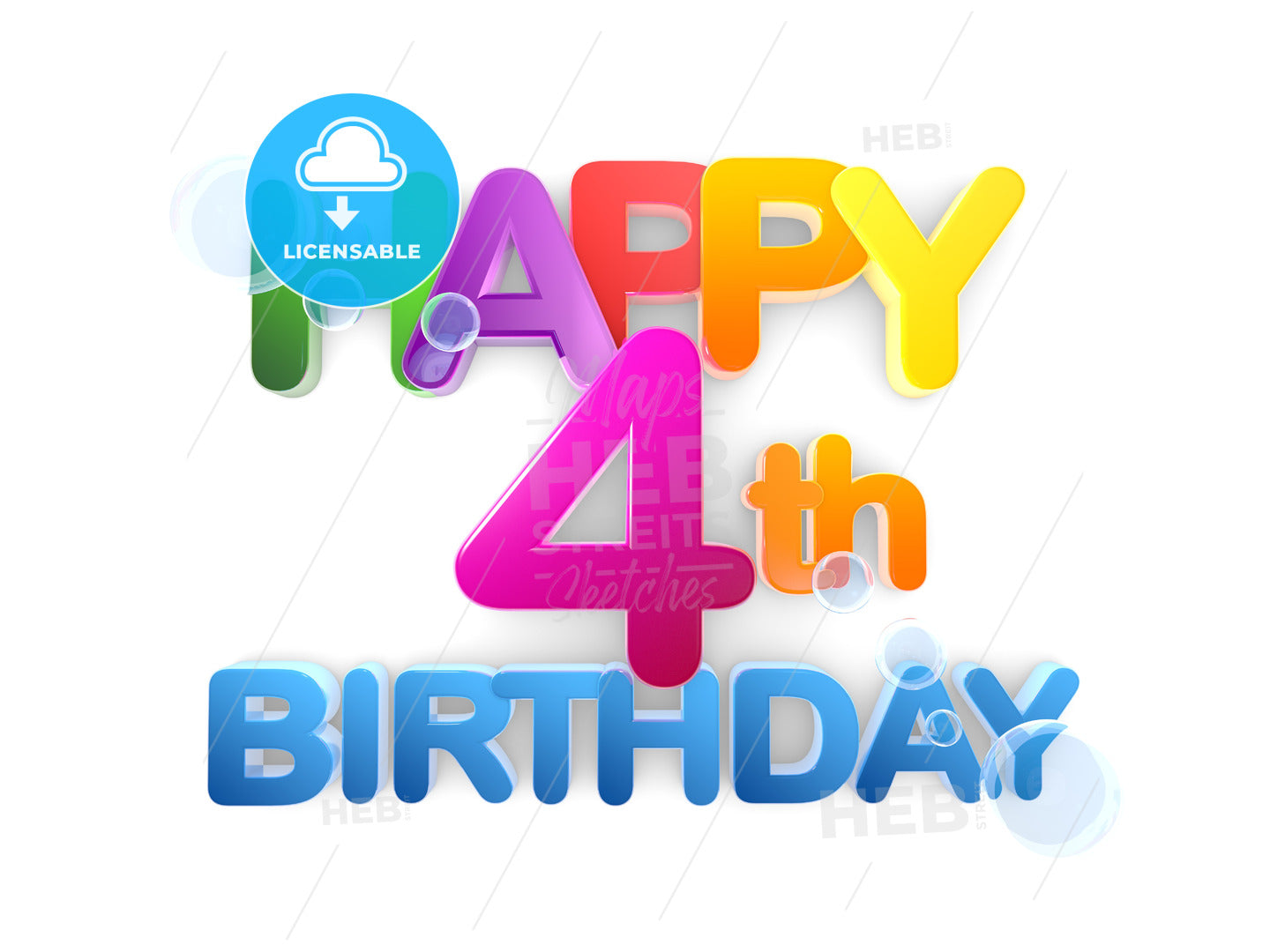 Happy 4th Birthday Title, light – instant download