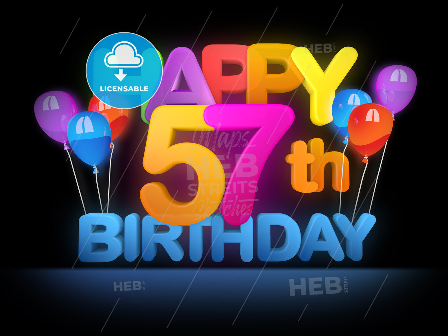 Happy 57th Birthday Title, dark – instant download