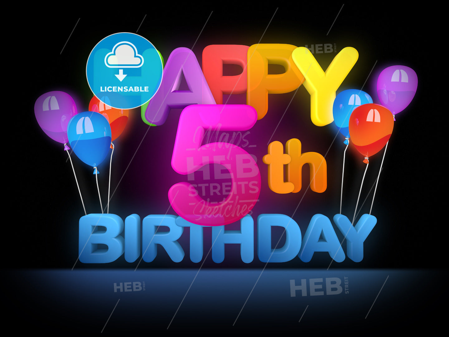 Happy 5th Birthday Title dark – instant download