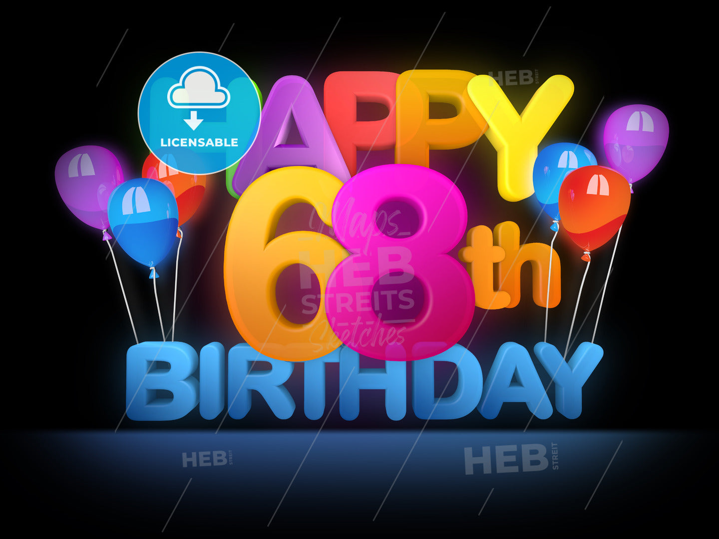 Happy 68th Birthday Title, dark – instant download