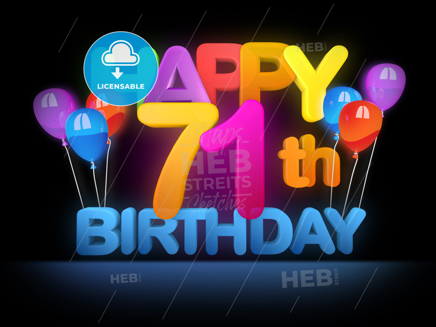 Happy 71st Birthday Title, dark – instant download