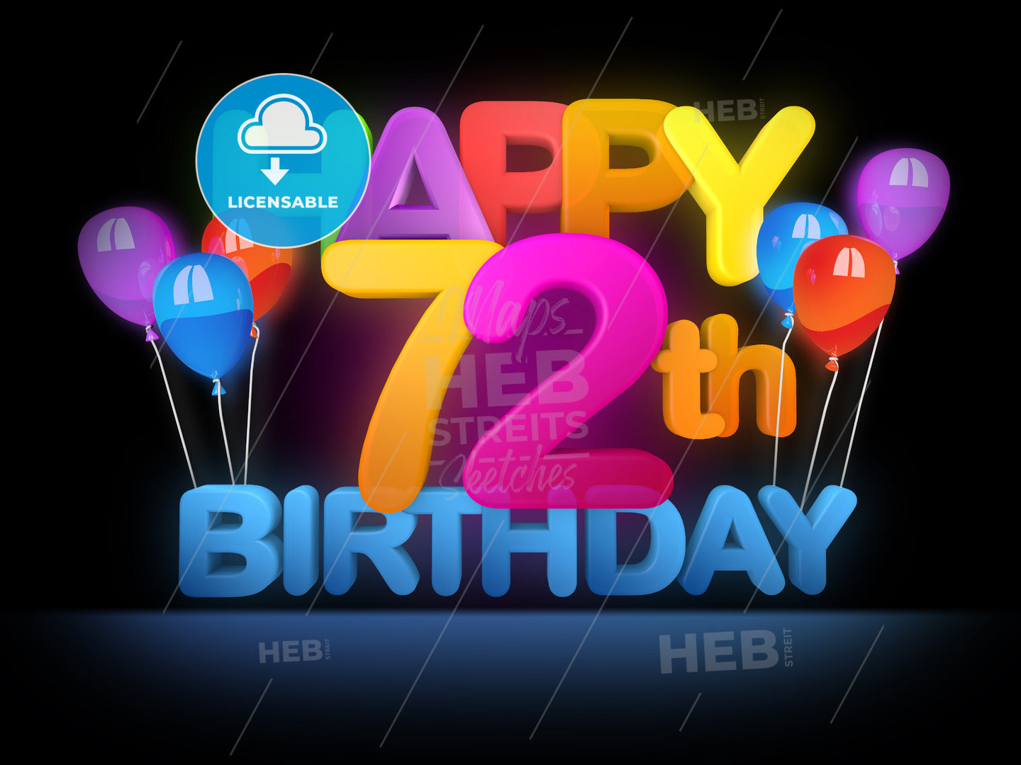 Happy 72nd Birthday Title, dark – instant download